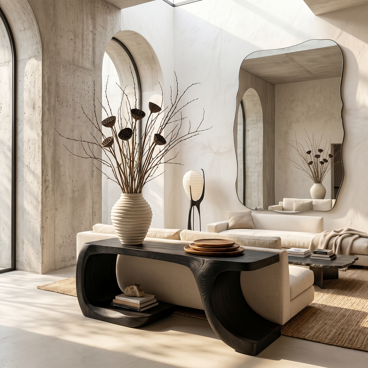 Modern Console Table With Organic Geometric Form For Hallway - view 4 of 8