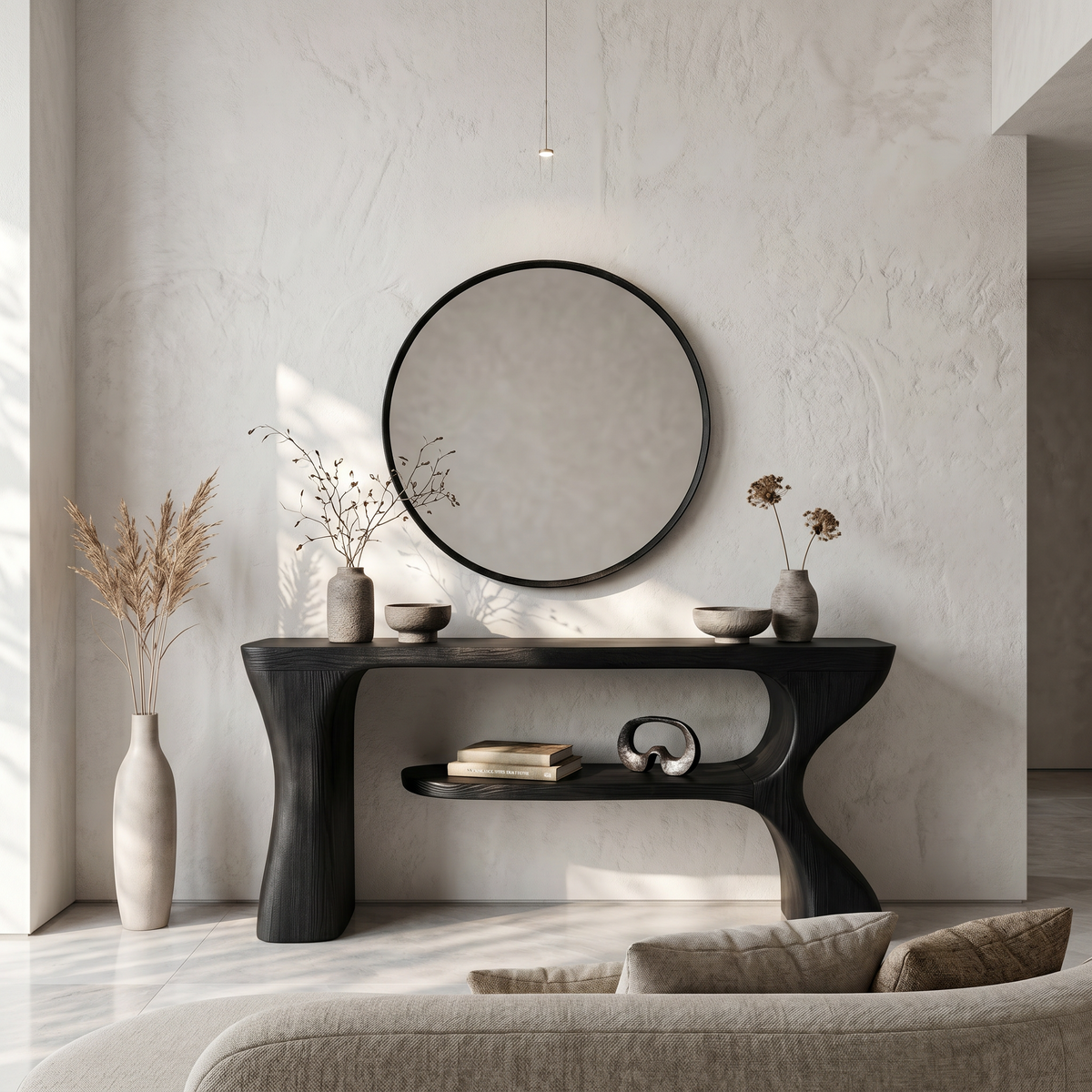 Organic Console Table With Sculptural Curved Form For Entryway - view 4 of 8