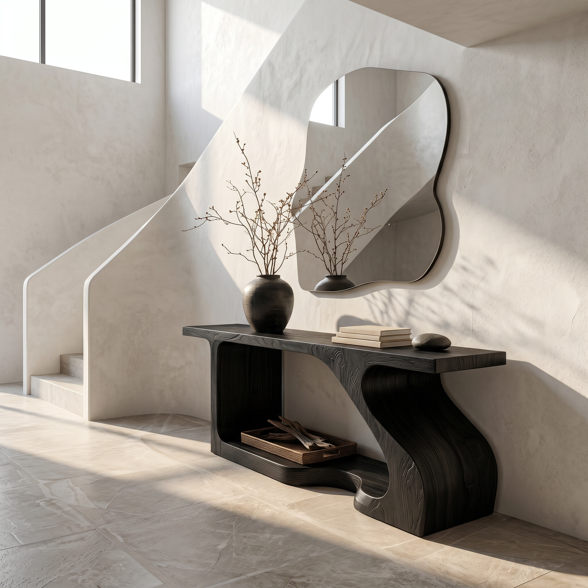 Modern Console Table With Sculptural Curved Form For Entryway - view 4 of 8