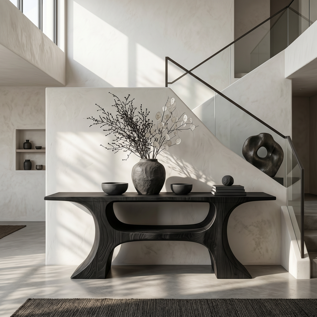 Modern Console Table With Soft Geometric Form For Living Room - view 4 of 8