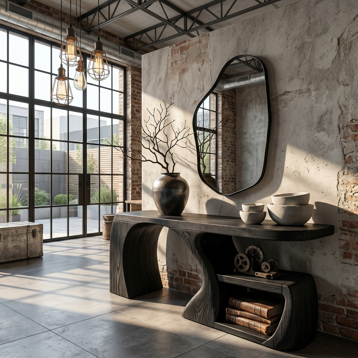 Contemporary Console Table With Fluid Open Structure For Entryway - view 5 of 8