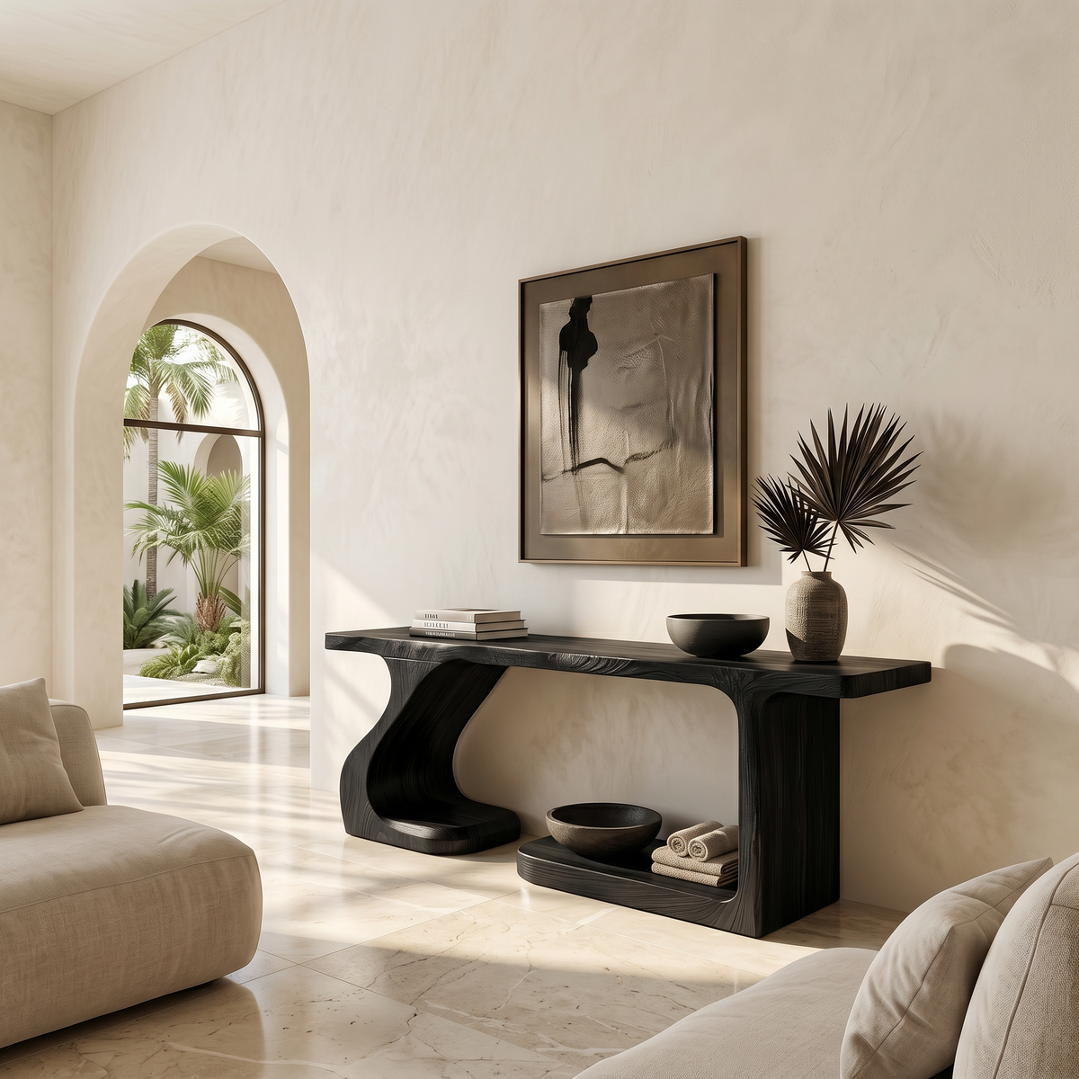 Rustic Console Table With Carved Root Inspired Design For Entryway - view 4 of 8