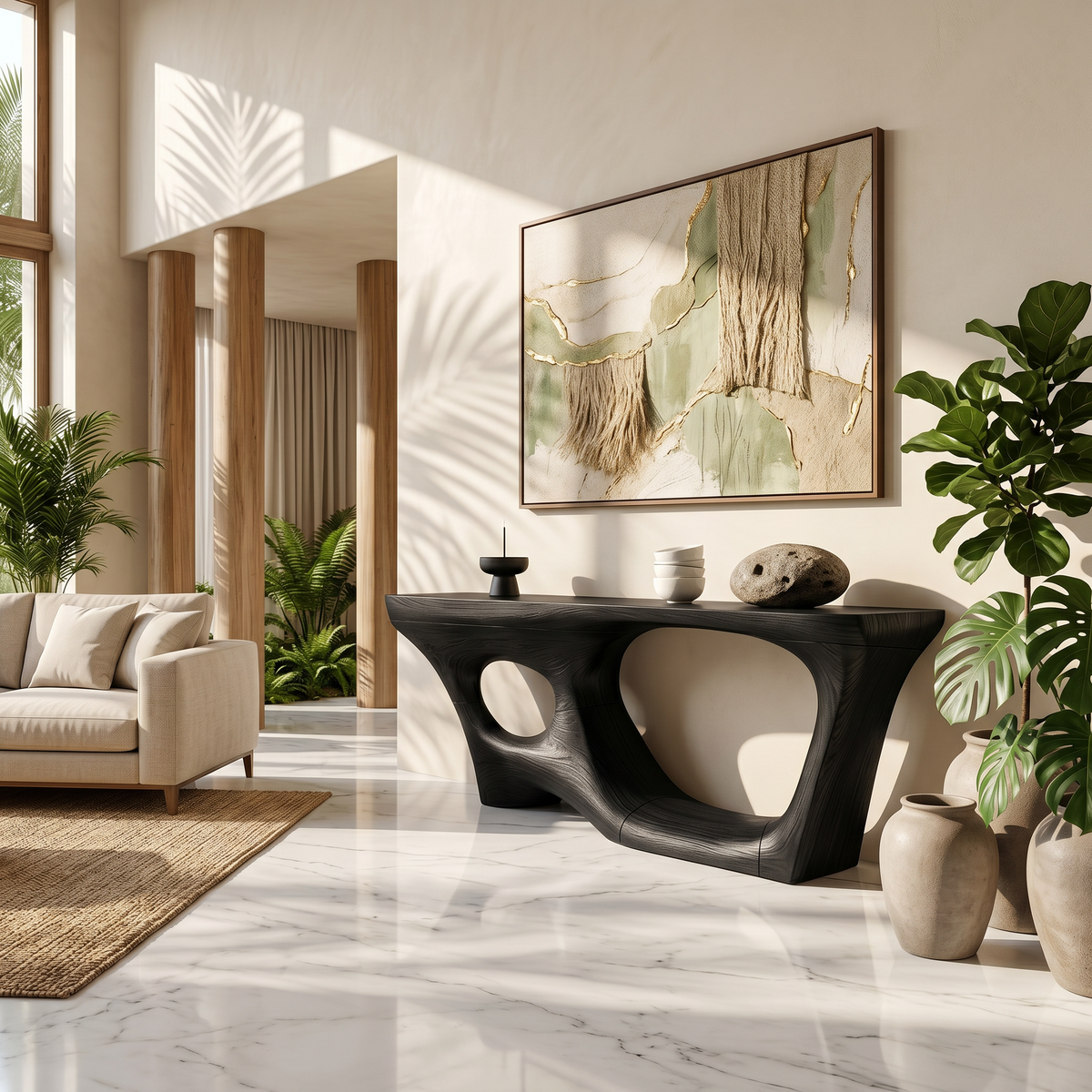 Contemporary Console Table With Sculptural Curved Design For Hallway - view 4 of 8