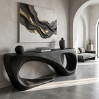 Rustic Console Table With Handcrafted Flowing Design For Living Room - view 4 of 8