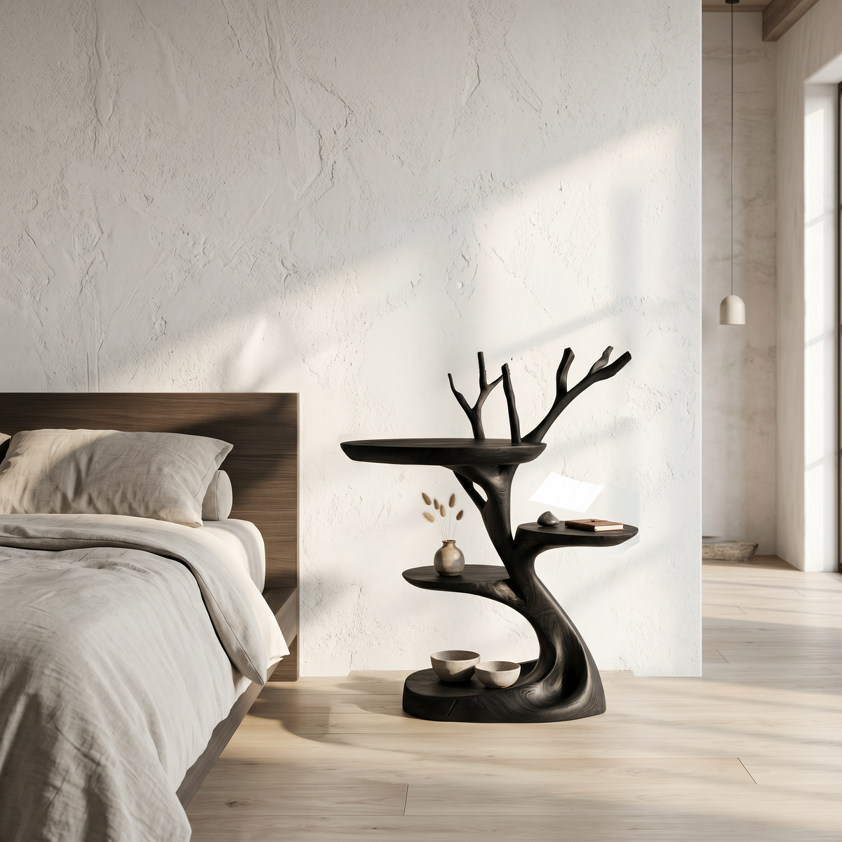 Rustic End Table With Tree Root Design For Bedroom And Living Room - view 4 of 8