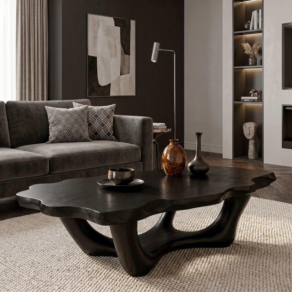Handcrafted Live Edge Coffee Table Sculptural Design For Living Room - view 4 of 7