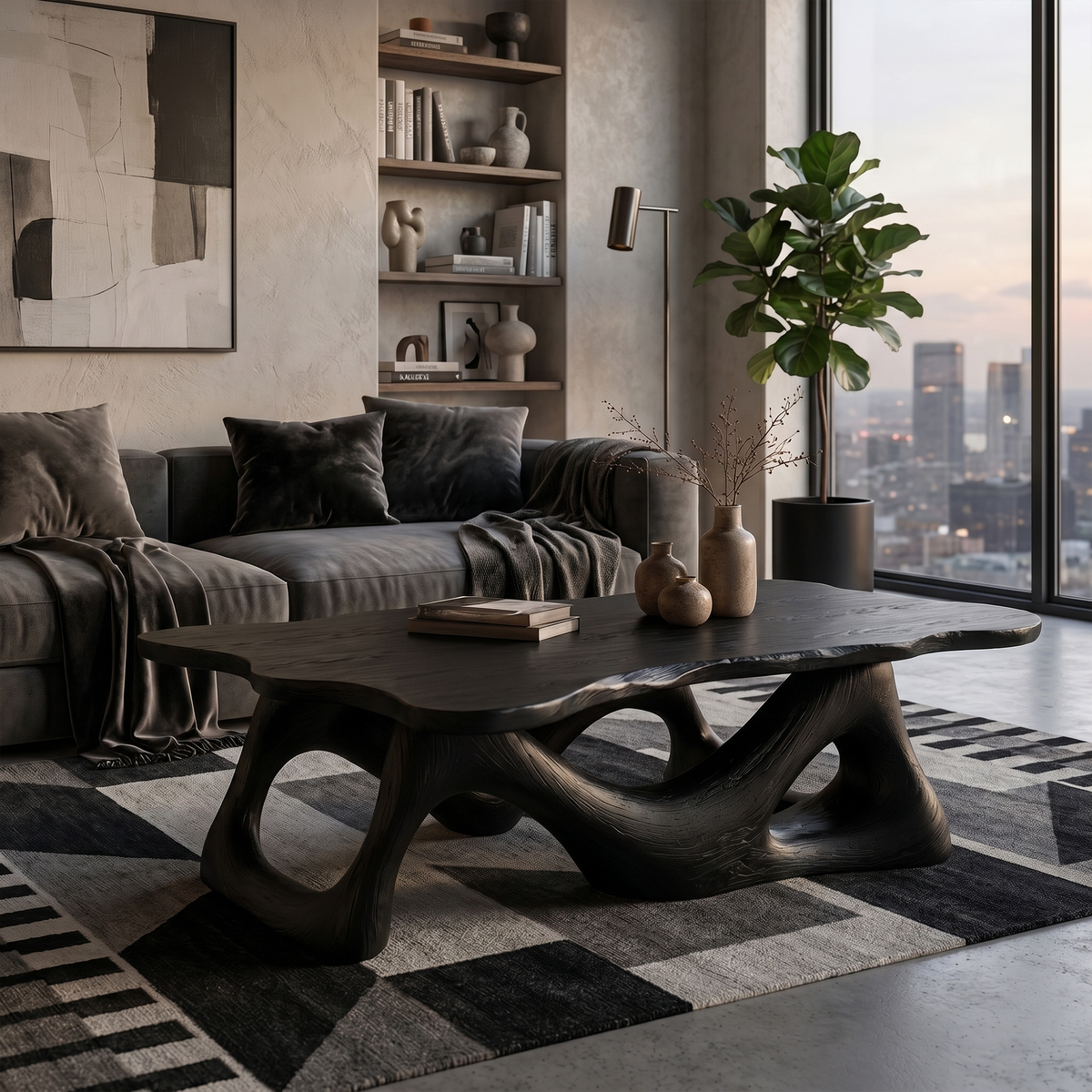 Nature Inspired Coffee Table Sculptural Ring Base For Living Room - view 4 of 8