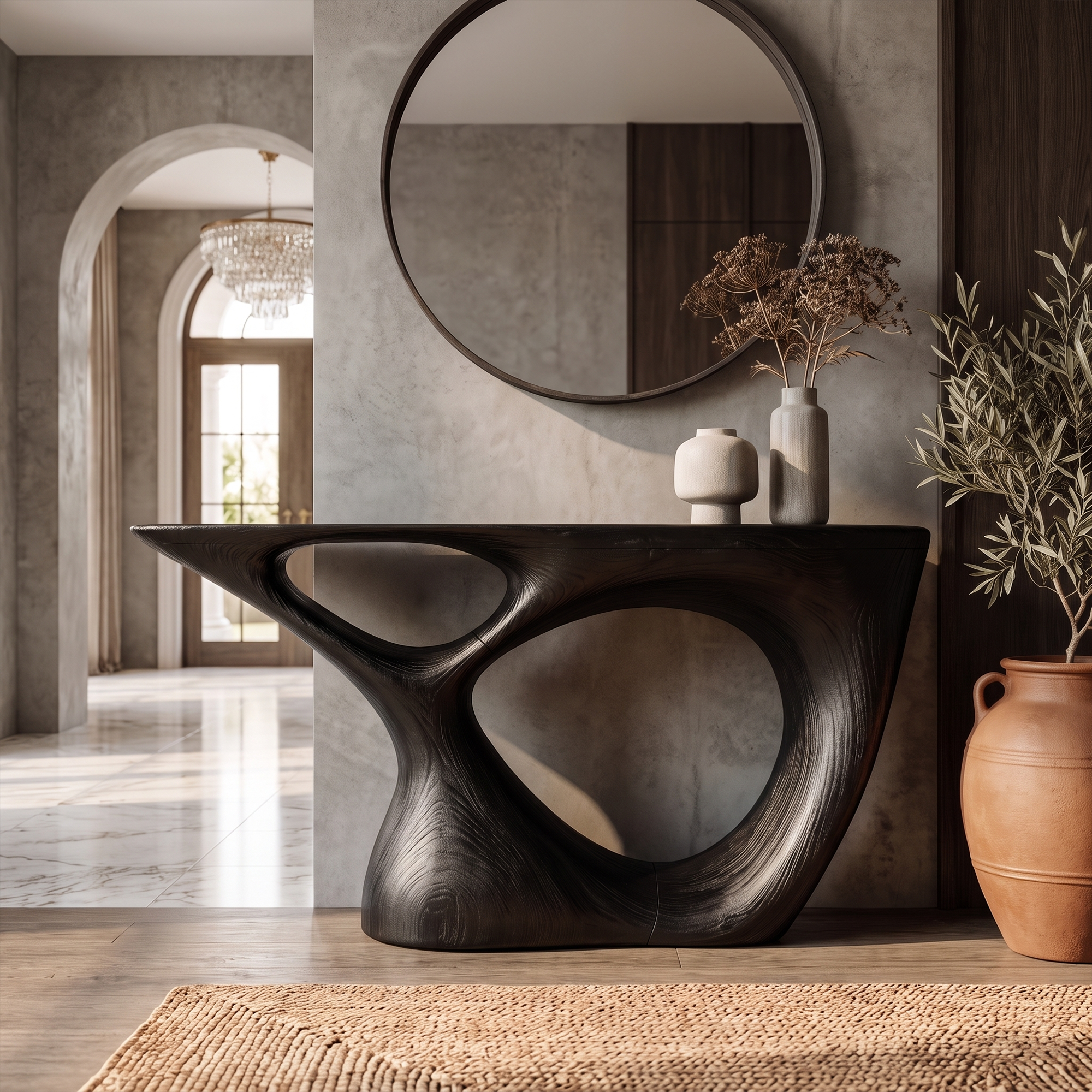 Sculptural Console Table With Curved Base For Entryway - view 4 of 8