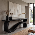 Modern Console Table Table With Sculptural Open Wood Base For Living Room - view 4 of 8