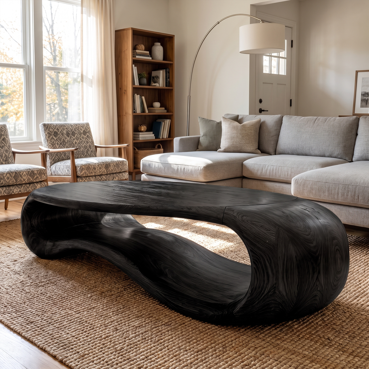Modern Sculptural Solid Wood Coffee Table For Living Room - view 4 of 8