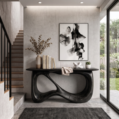 Minimalist Console Table With Flowing Loop Wood Base For Entryway - view 4 of 8