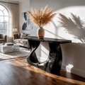 Rustic Modern Console Wavy Carved Wood Entry Hall - view 4 of 8