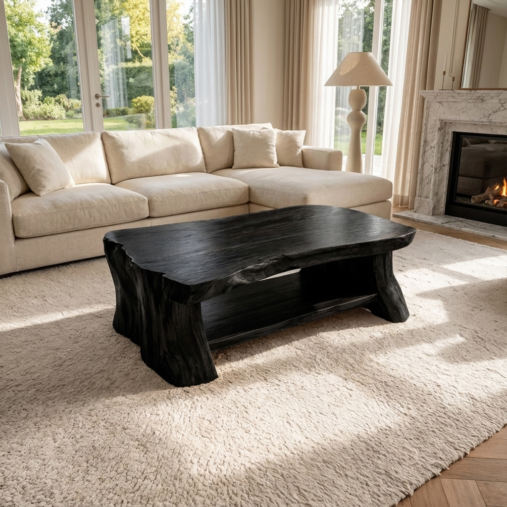 Rustic Slab Wood Coffee Table Living Room - view 4 of 8