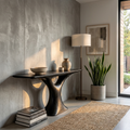 Mid Century Entry Table Smooth Sculptural Form Luxury Welcome Area - view 4 of 8
