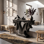 Sculptural Console Table Handcrafted Solid Wood Design For Entryway Living Room - view 4 of 8