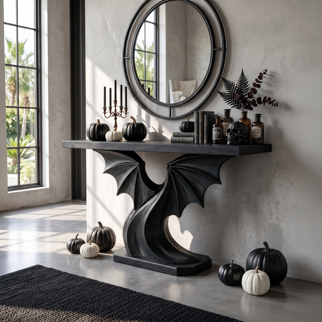 Modern Console Table Handcrafted Organic Sculptural Design For Entryway Hallway - view 4 of 8
