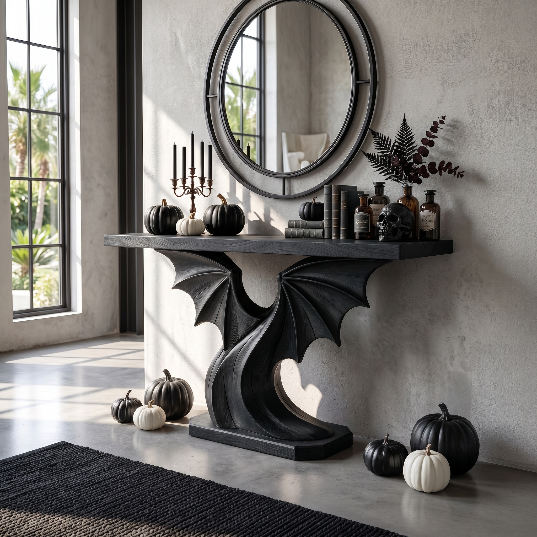 Modern Console Table Handcrafted Organic Sculptural Design For Entryway Hallway - view 4 of 8
