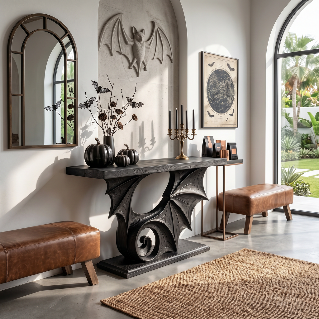 Sculptural Console Table Handcrafted Gothic Style For Entryway Hallway - view 4 of 8
