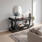 Sculptural Console Table Handcrafted Curved Wood Design For Entryway Hallway - view 4 of 8