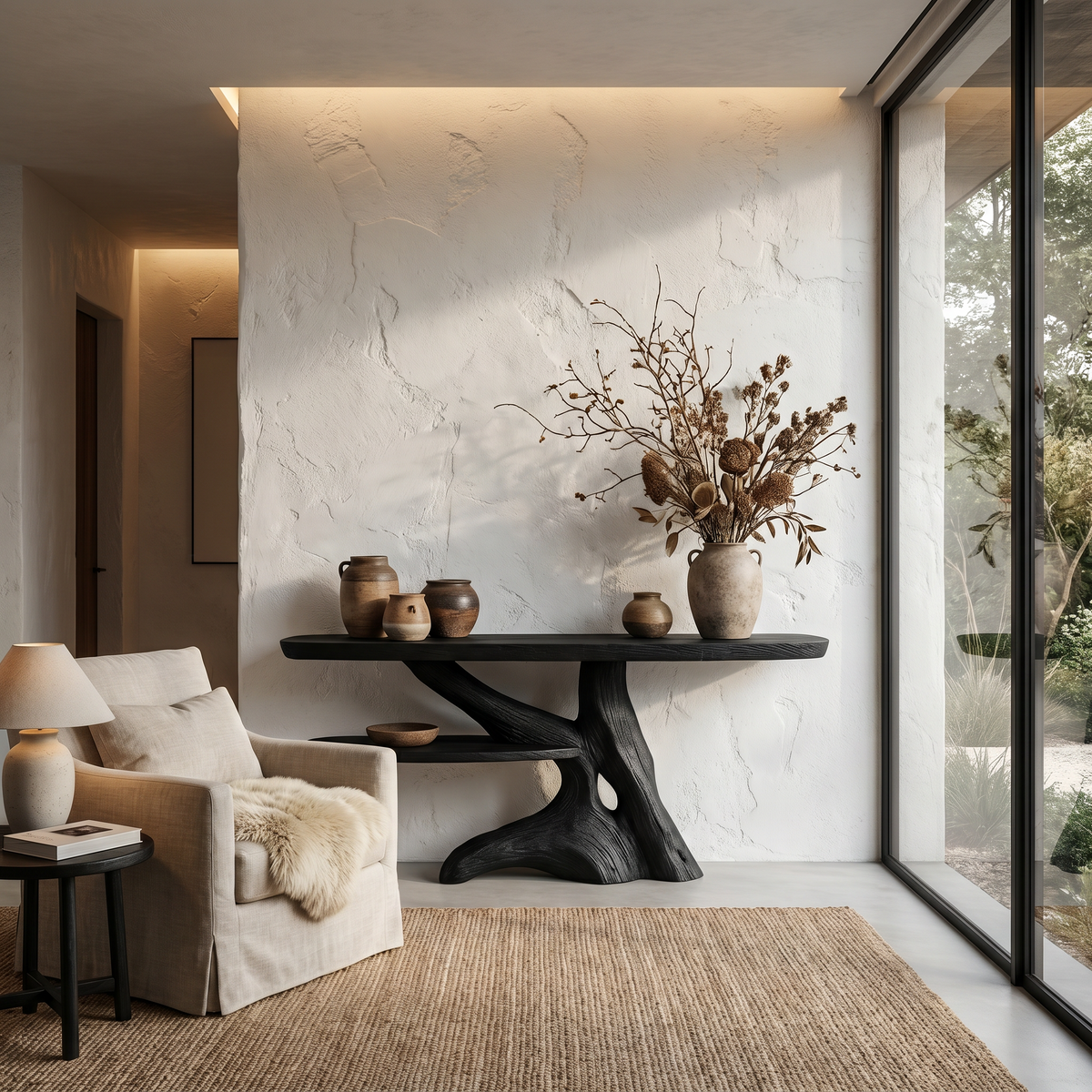 Contemporary Console Table With Sculptural Solid Wood Root Design For Entryway - view 4 of 8