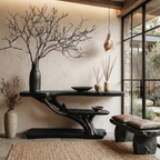 Organic Sculptural Console Table With Handcrafted Wood Base For Hallway - view 4 of 8