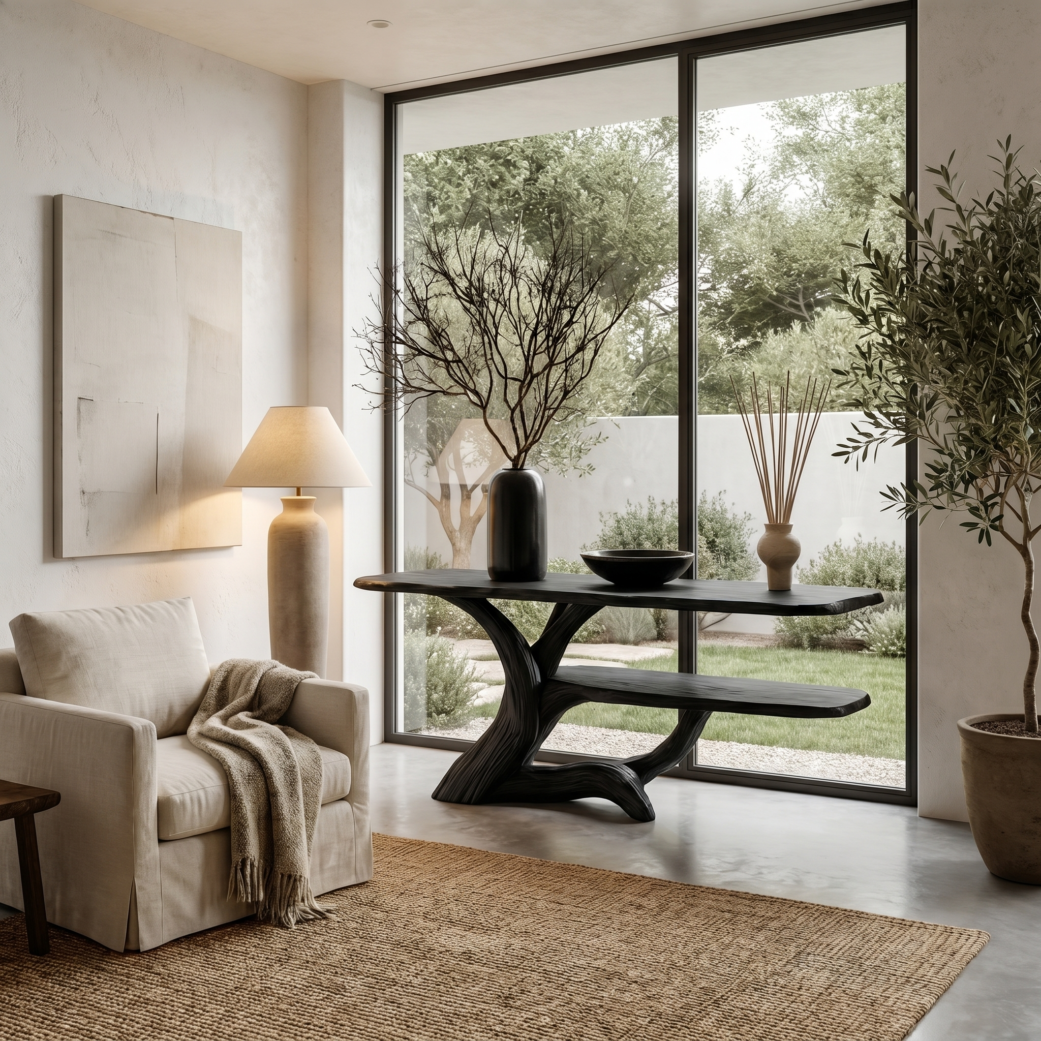 Nature Inspired Console Table With Open Shelf Storage For Living Room - view 4 of 8