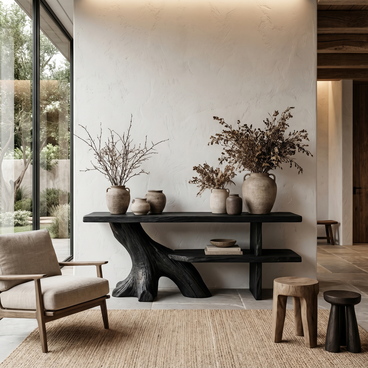Organic Console Table With Sculptural Tree Branch Base For Entryway And Living Room - view 4 of 8