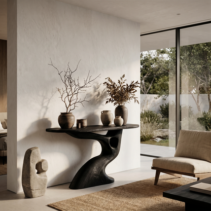 Tree Inspired Console Table With Sculptural Wood Structure For Hallway - view 4 of 8