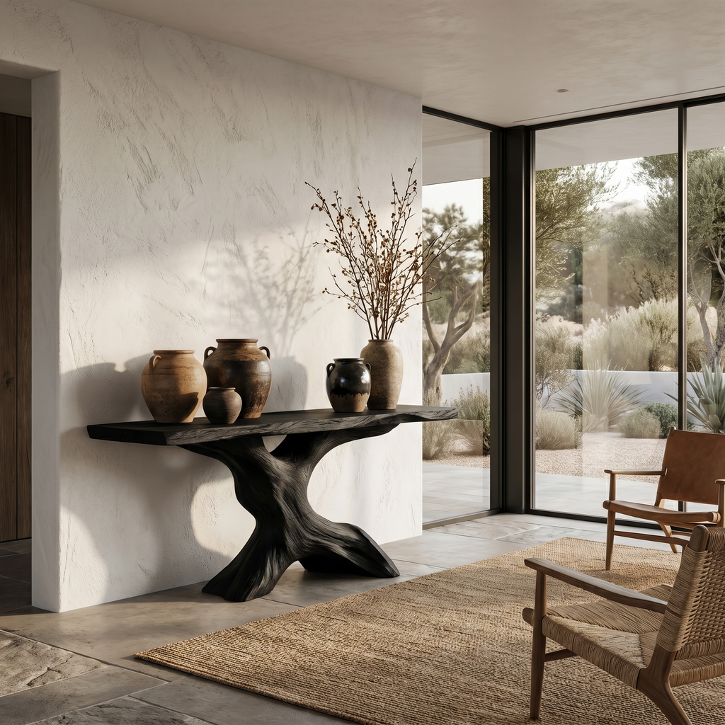 Rustic Console Table With Handcrafted Tree Root Base For Entryway And Living Room - view 4 of 8