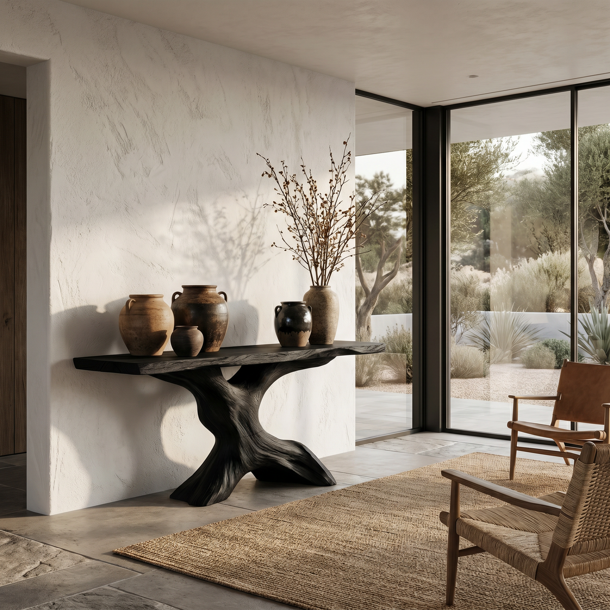 Rustic Console Table With Handcrafted Tree Root Base For Entryway And Living Room - view 4 of 8