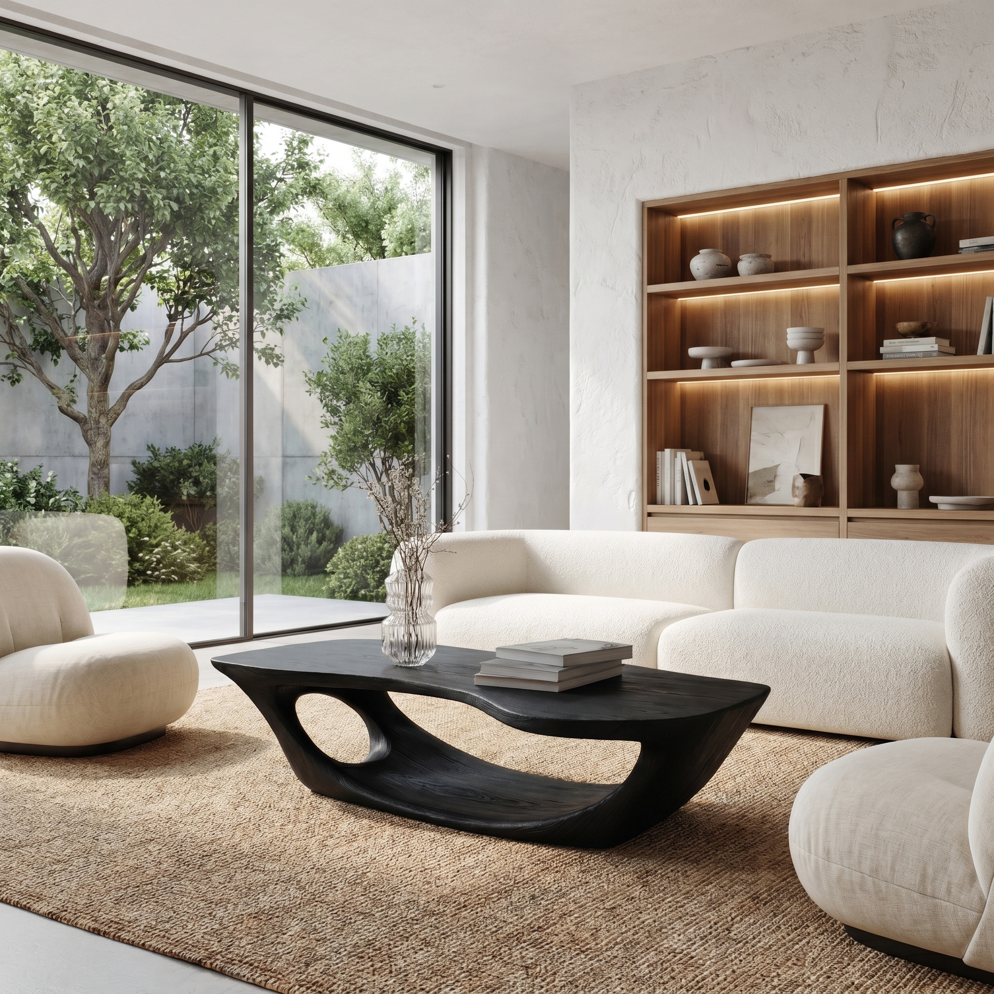 Wabi Sabi Coffee Table With Handcrafted Organic Wood Form For Living Room - view 4 of 8