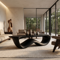 Contemporary Coffee Table With Flowing Solid Wood Silhouette For Living Room - view 4 of 8