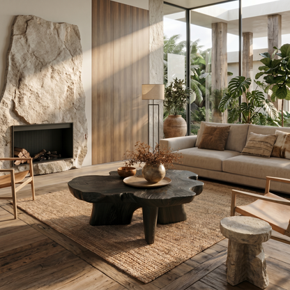Organic Coffee Table Sculptural Wood Base For Living Room - view 4 of 8