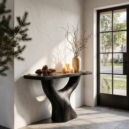 Rustic Console Table With Sculptural Tree Root Base For Entryway - view 4 of 8