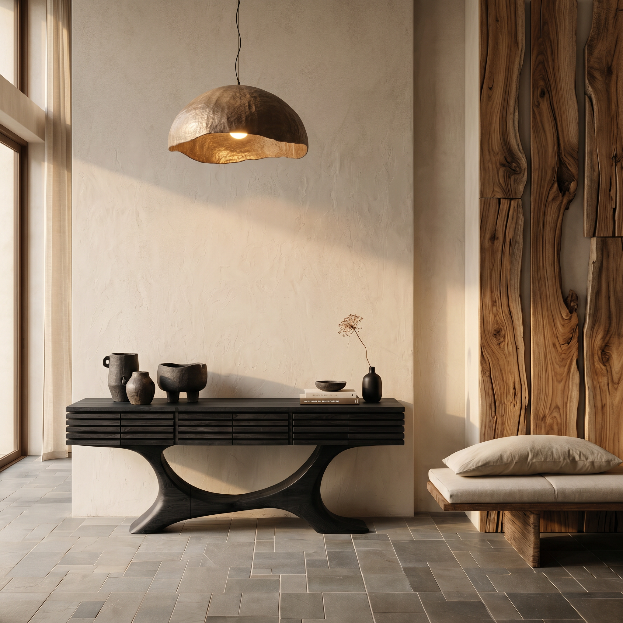 Contemporary Console Table With Curved Tree Trunk Base And Built In Storage Drawers For Living Room - view 4 of 8