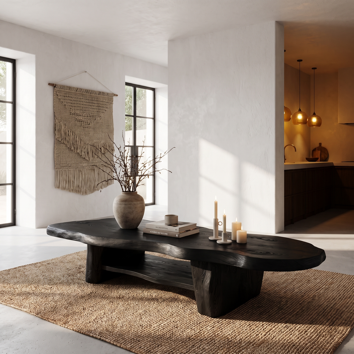 Nature Inspired Coffee Table With Sculptural Wood Base For Living Room - view 4 of 8
