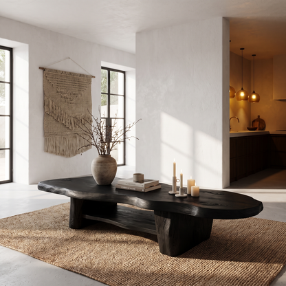 Nature Inspired Coffee Table With Sculptural Wood Base For Living Room - view 4 of 8