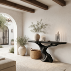 Rustic Organic Console Table With Unique Sculptural Tree Inspired Wood Base For Entryway And Living Room - view 4 of 8
