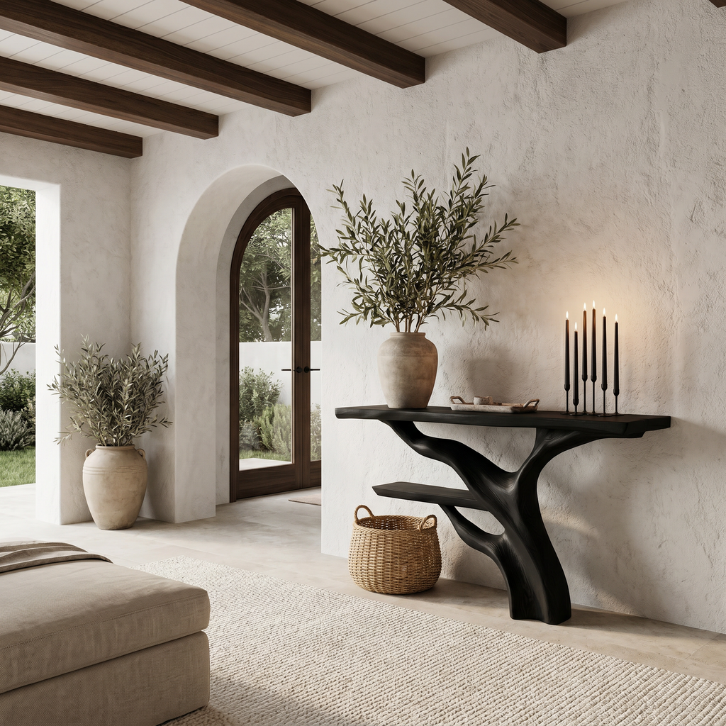 Sculptural Console Table With Abstract Branch Inspired Base And Solid Wood Top For Entryway - view 4 of 8