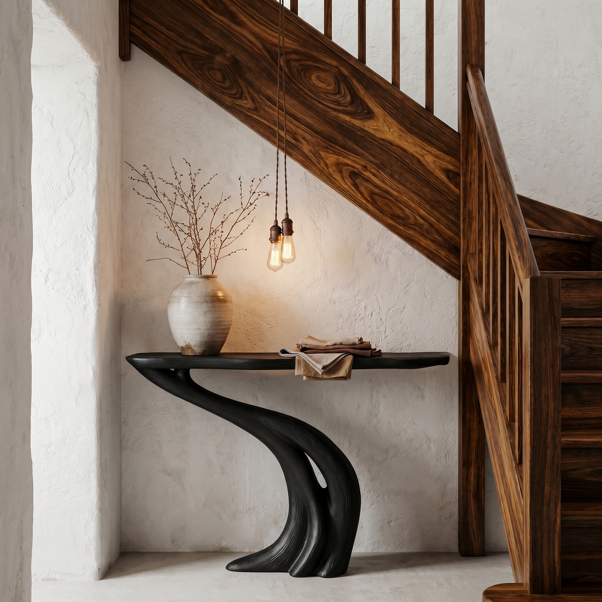 Organic Curved Console Table With Soft Flowing Wood Base For Entryway And Living Room - view 4 of 8