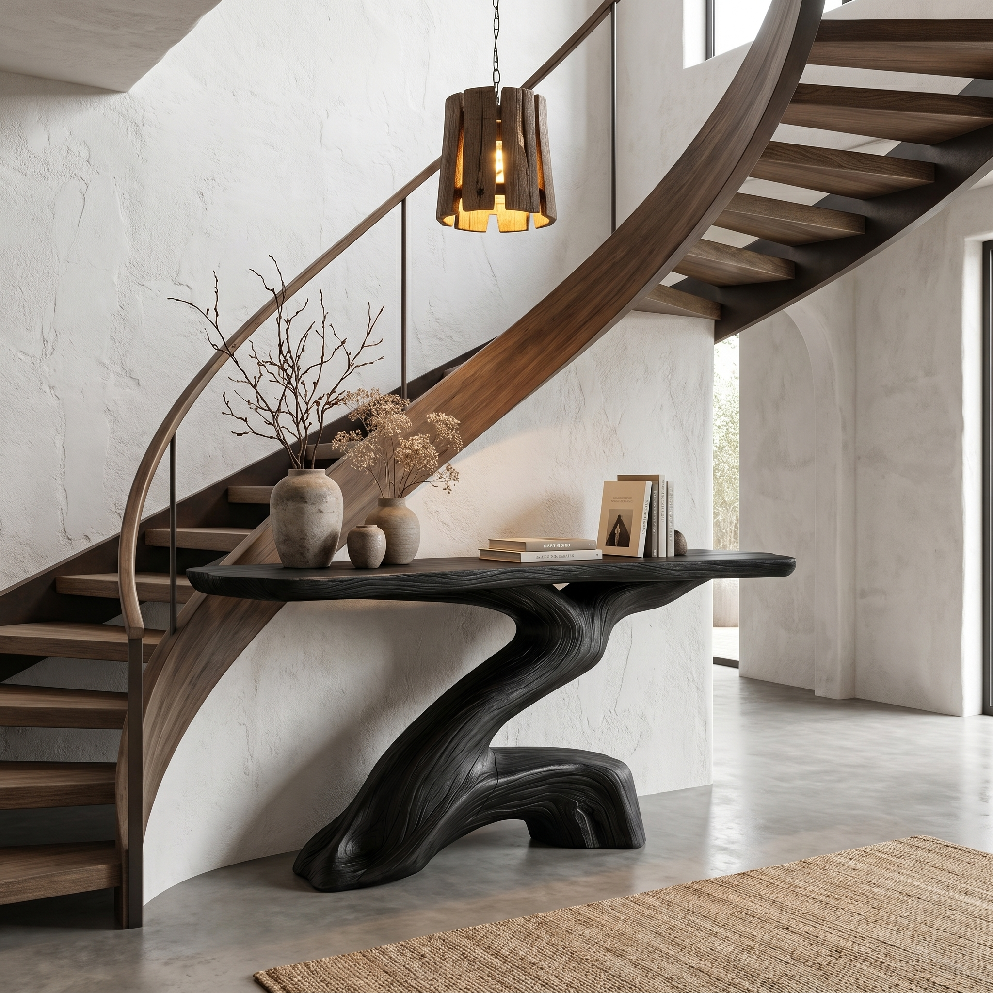 Rustic Console Table With Sculptural Tree Root Base And Solid Wood Top For Entryway And Living Room - view 4 of 8