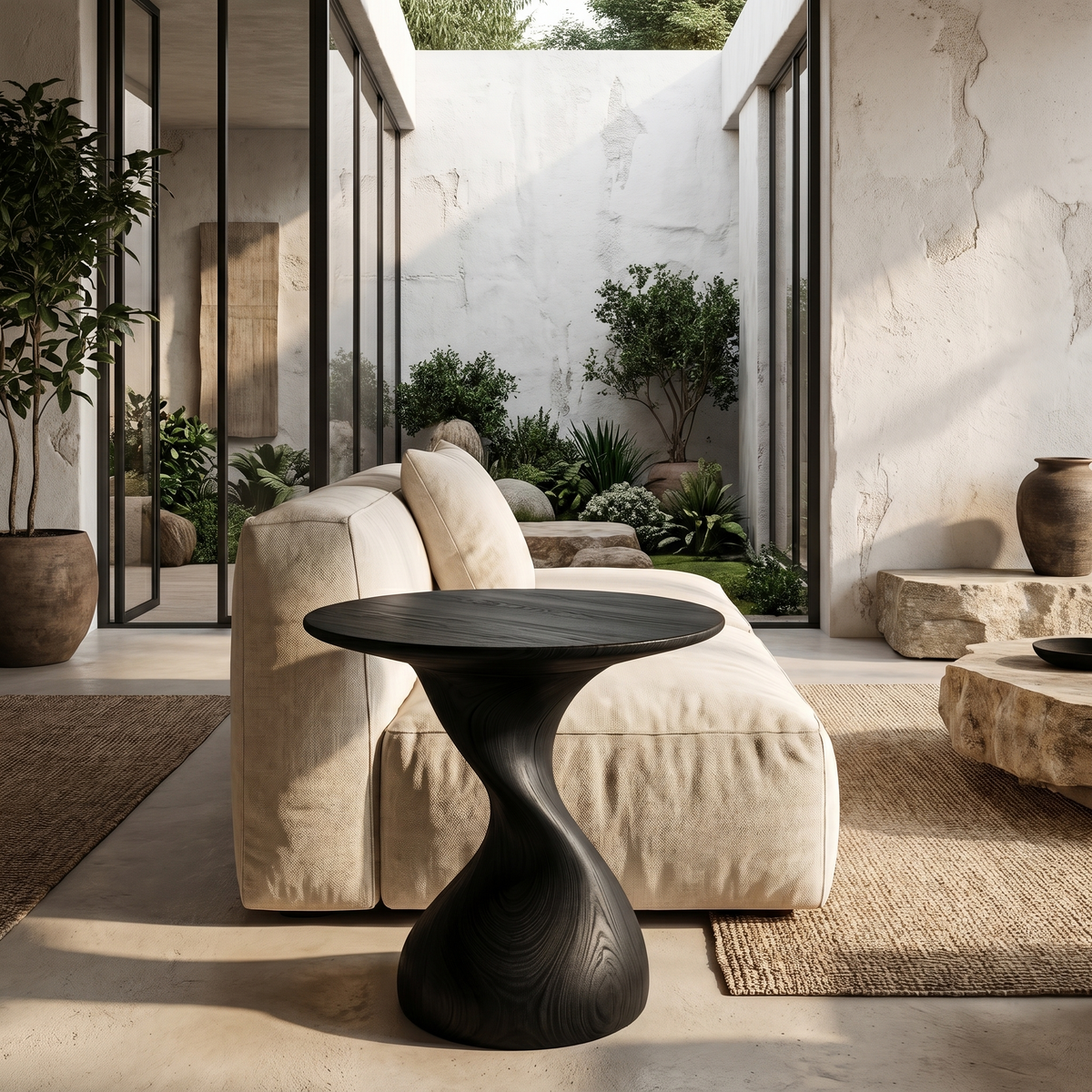 Organic Sculptural Side Table With Twisted Pedestal Base For Living Room And Bedroom - view 4 of 8