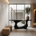 Contemporary Console Table With Artistic Open Loop Solid Wood Base For Living Room - view 4 of 8