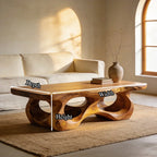 Organic Sculptural Natural Wood Coffee Table with Carved Base - view 7 of 7