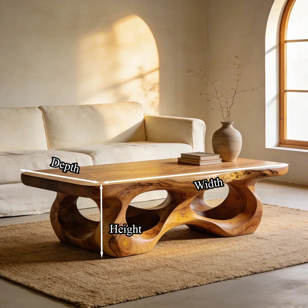 Organic Sculptural Natural Wood Coffee Table with Carved Base - view 7 of 7