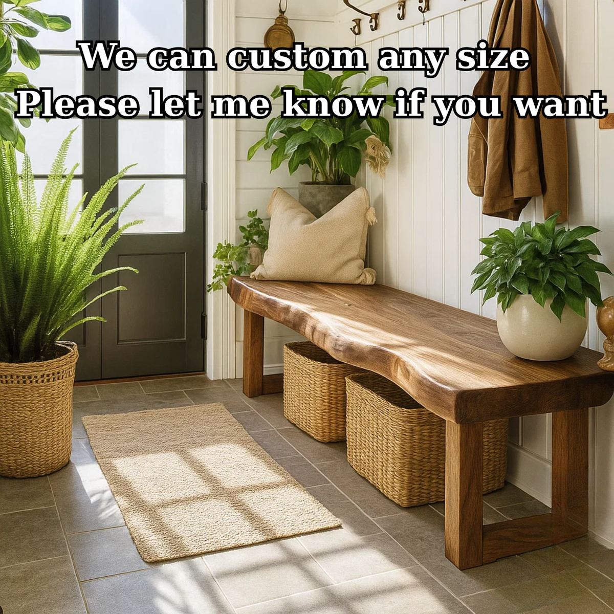 Handcrafted Solid Wood Bench – Live-Edge Entryway Bench with Organic Charm - view 4 of 5
