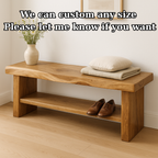 Handcrafted Solid Wood Bench – Live Edge Entryway Seating with Storage Shelf - view 3 of 5