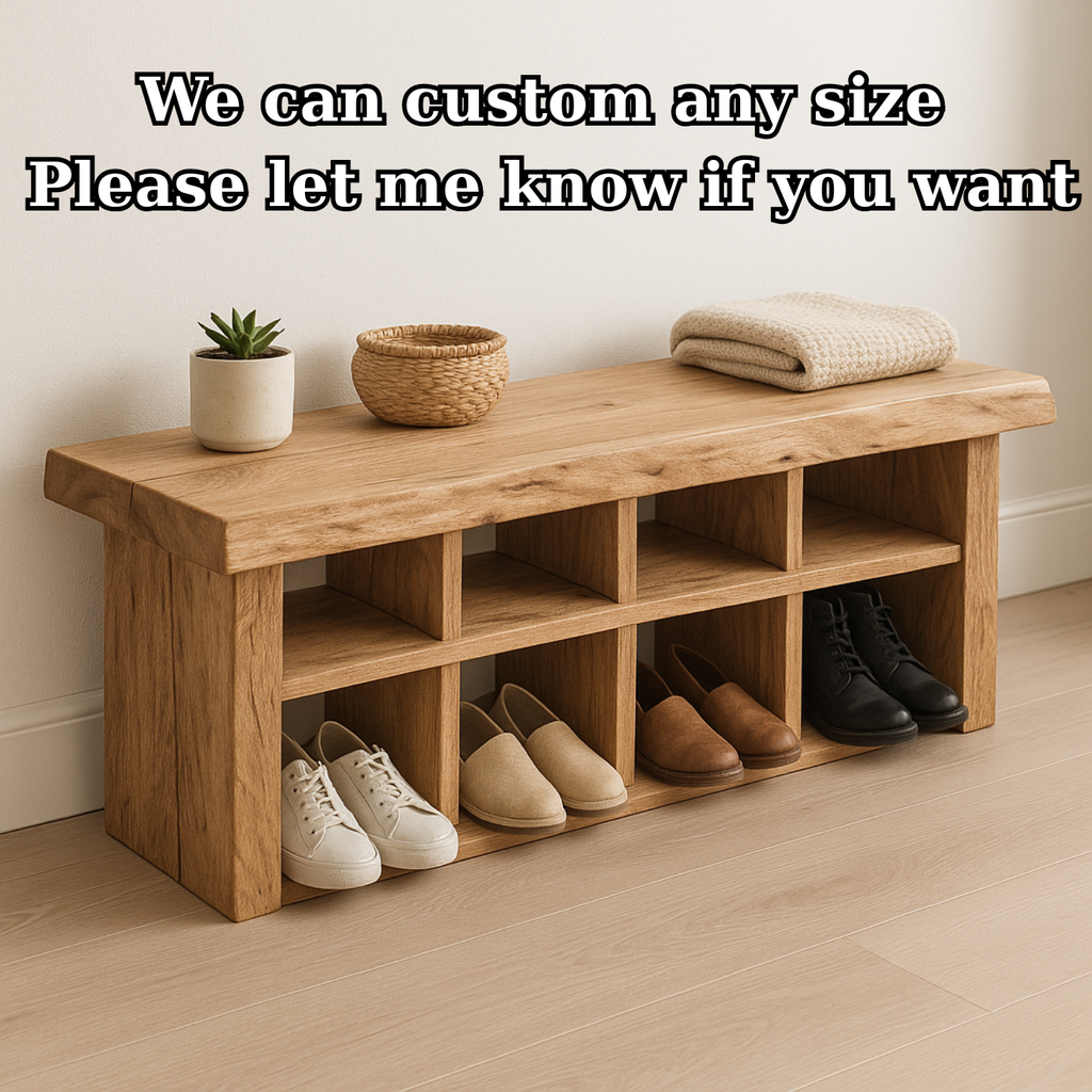 Handcrafted Solid Wood Bench with Shoe Compartments – Modern Rustic Hallway Storage - view 4 of 6