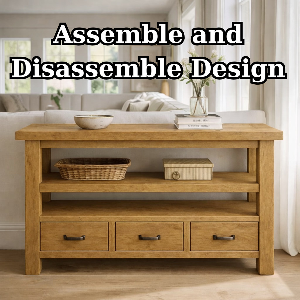 Solid Wood Console Table with Drawers and Open Shelf - view 8 of 9