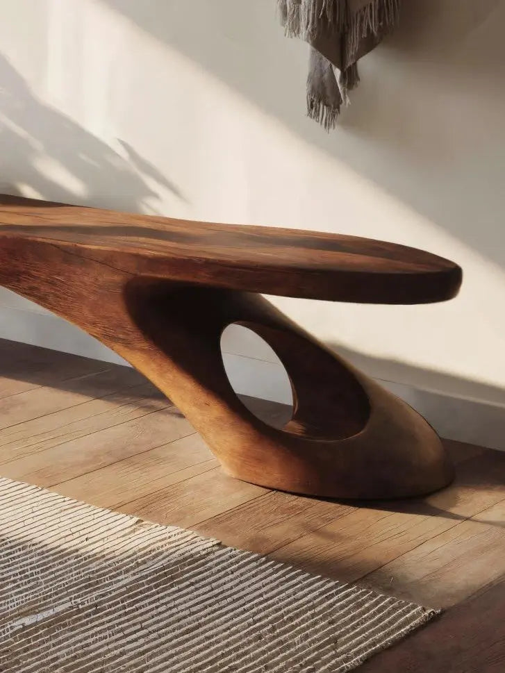 Modern Sculptural Bench With Organic Design For Entryway - view 4 of 7